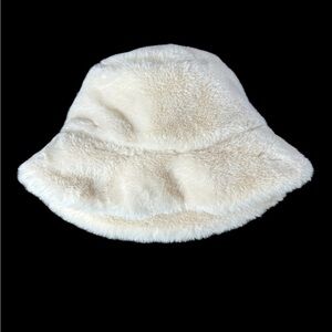 Faux Fur Reversible Cream and Black Bucket Hat